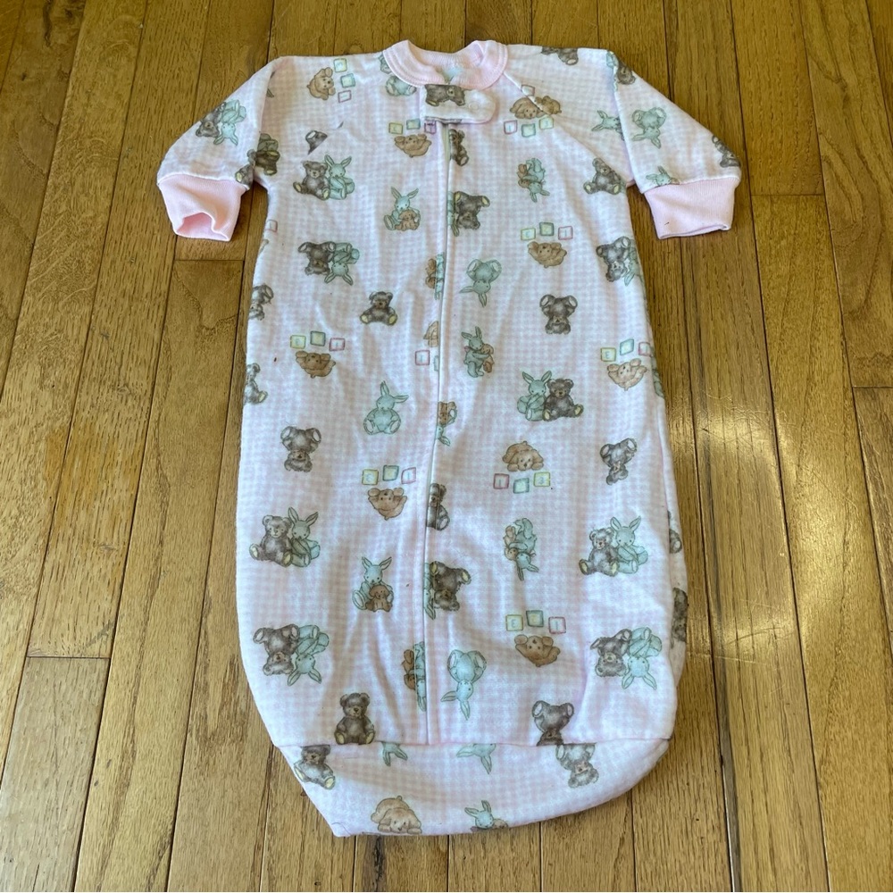 CARTERS TEDDY BEAR BUNNY PINK SLEEP SACK PAJAMAS SIZE ONE SIZE 21 POUNDS